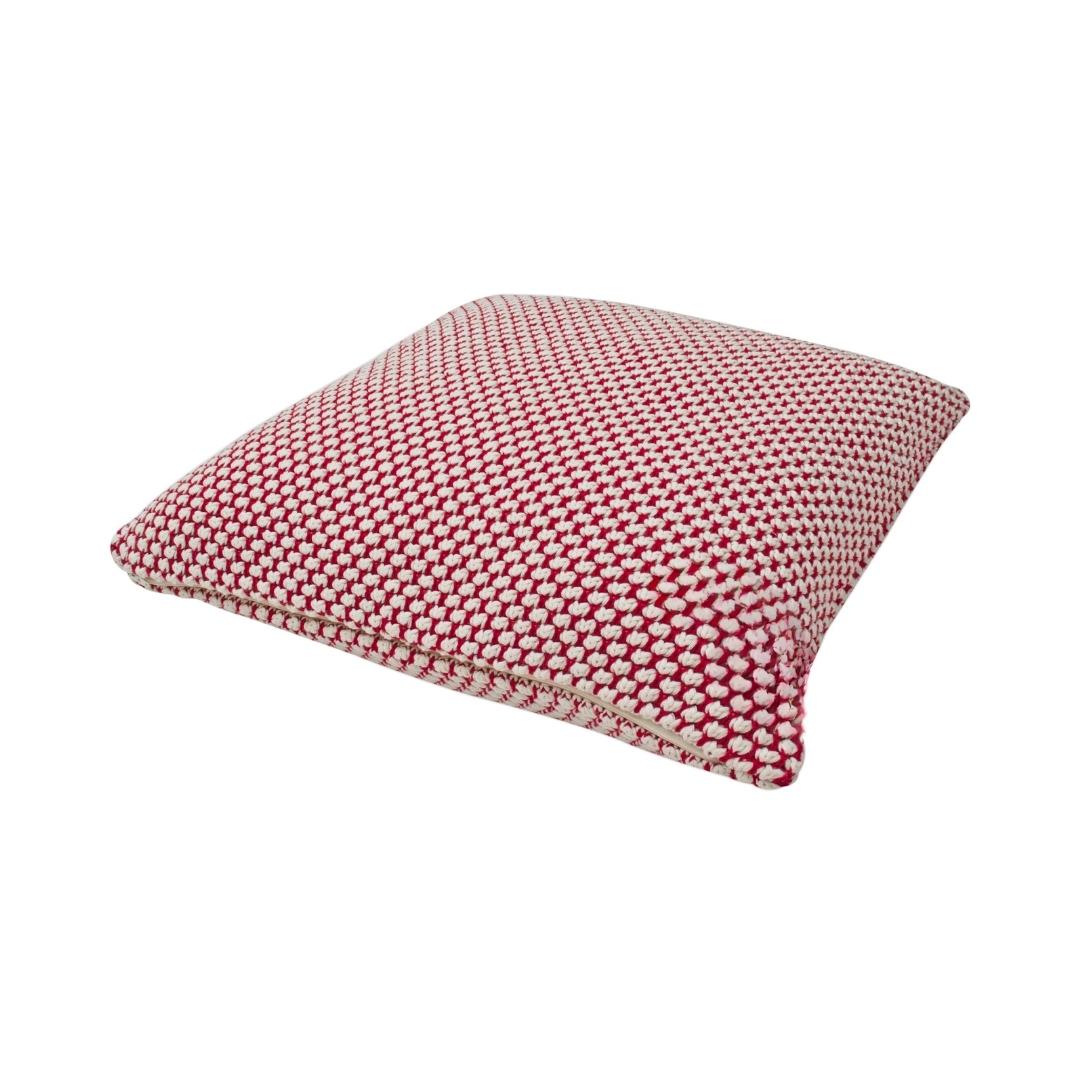 Spiral Red & White Cotton Knitted Decorative Cushion Cover (20 in x 20 in)