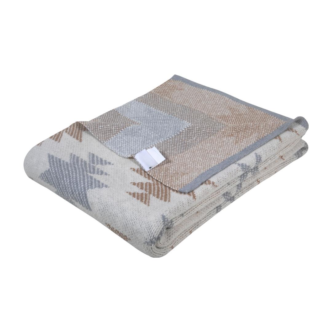Star Multi Colour Cotton Knitted Throw Blanket (50 in x 66 in)
