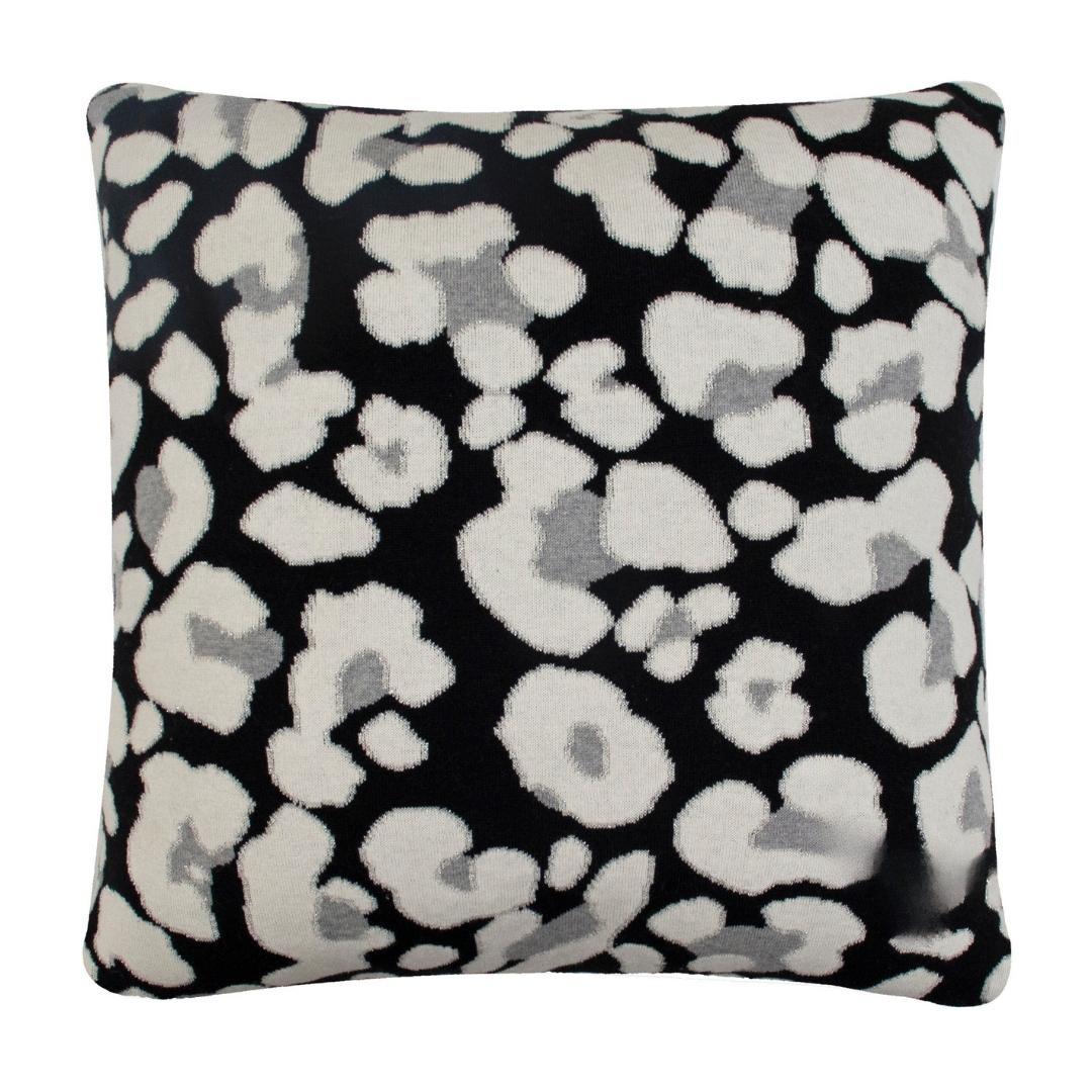 Stoney Black & White Cotton Knitted Decorative Cushion Cover (20 in x 20 in)