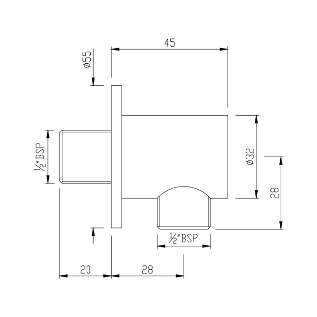Jaquar Shower Fitting Wall Outlet SHA-BLM-1195R - Black Matt