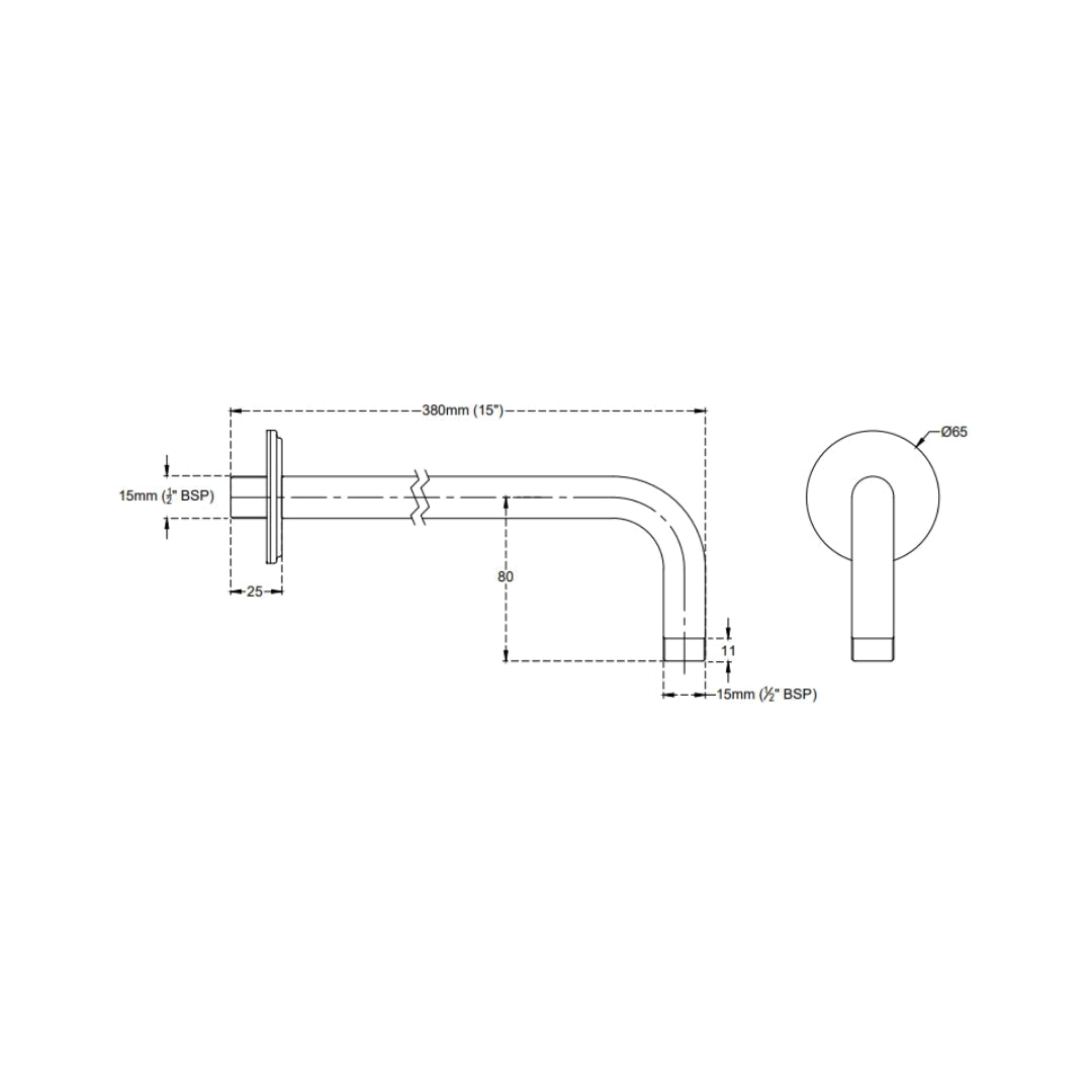 Cera Wall Mounted Round 380 mm Shower Arm F7040105 - Chrome
