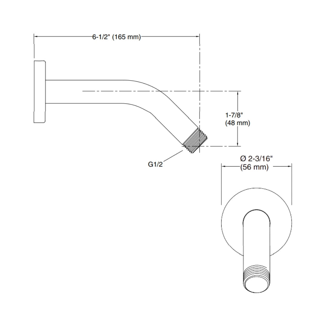 Kohler Wall Mounted Round 165 mm Shower Arm 26318IN-BL - Black Matt