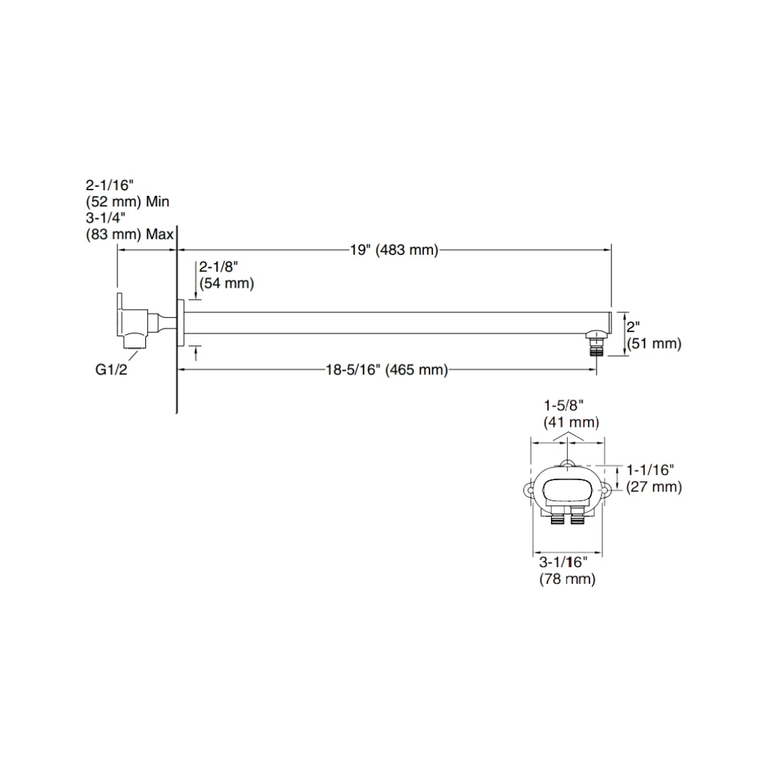 Kohler Wall Mounted Round 482 mm Shower Arm 26324IN-BV - Brushed Bronze