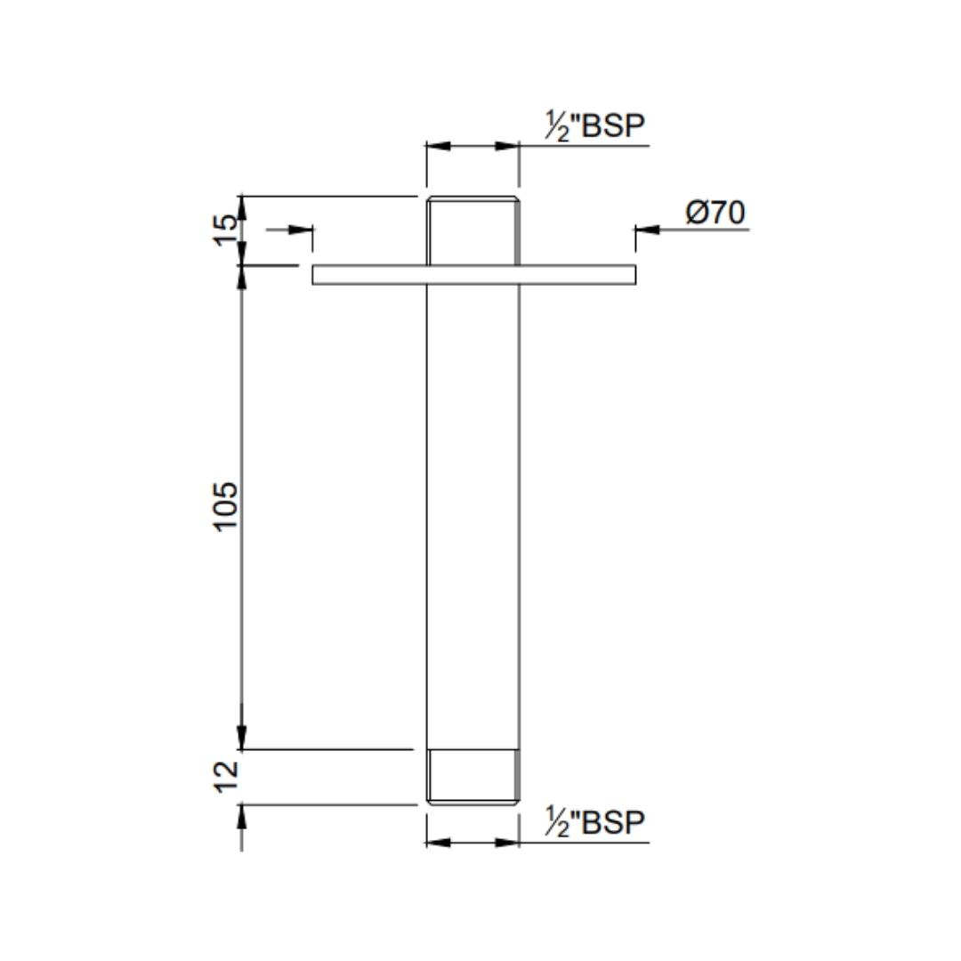 Jaquar Ceiling Mounted Round 100 mm Shower Arm SHA-SSF-475L100 - Stainless Steel