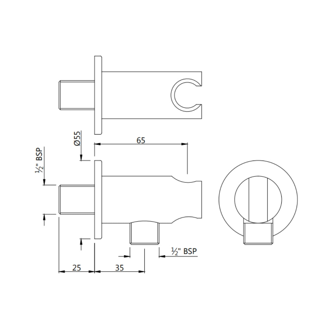 Jaquar Shower Fitting Wall Bracket SHA-SSF-566R - Stainless Steel