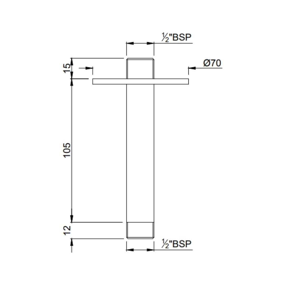 Jaquar Ceiling Mounted Round 100 mm Shower Arm SHA-WHM-475L100 - White Matt