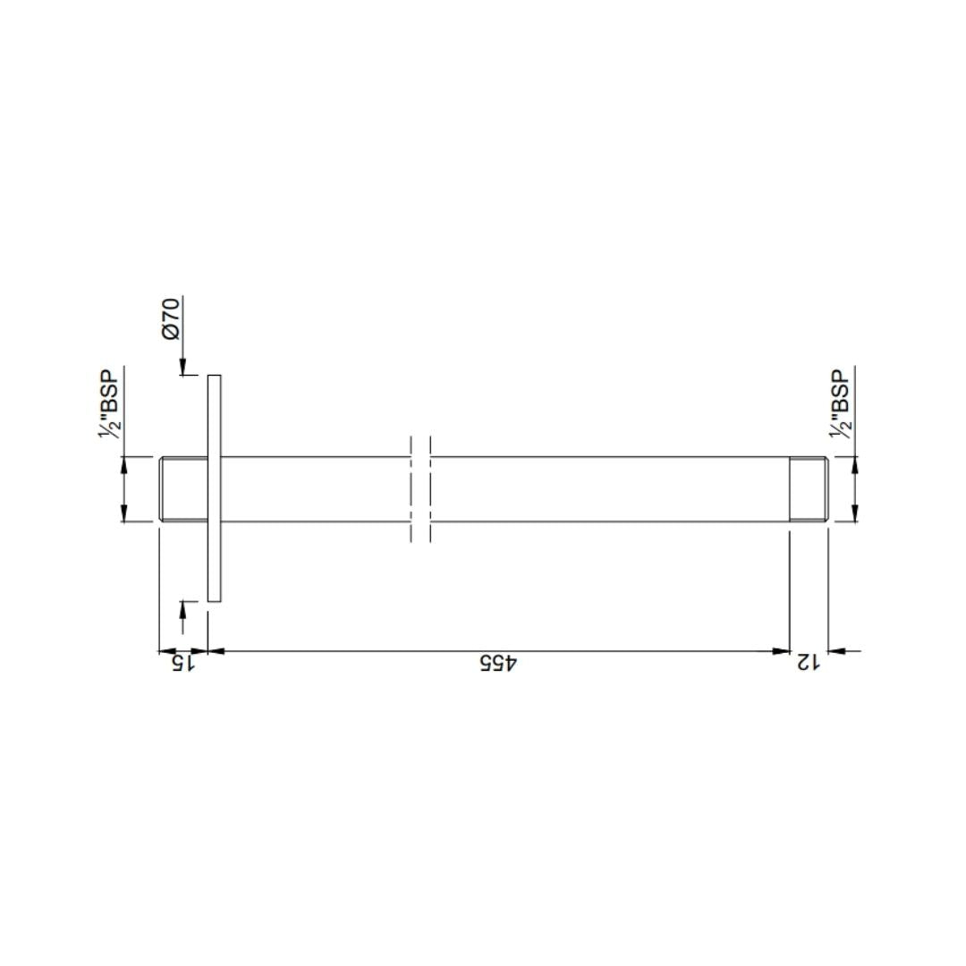 Jaquar Ceiling Mounted Round 450 mm Shower Arm SHA-WHM-475L450 - White Matt