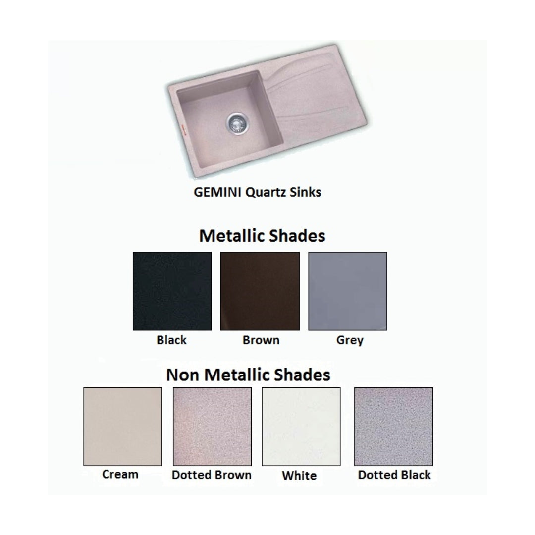 Sincore Quartz Sink GEMINI SMALL ( 36 x 18 inches ) - Mettalic Grey