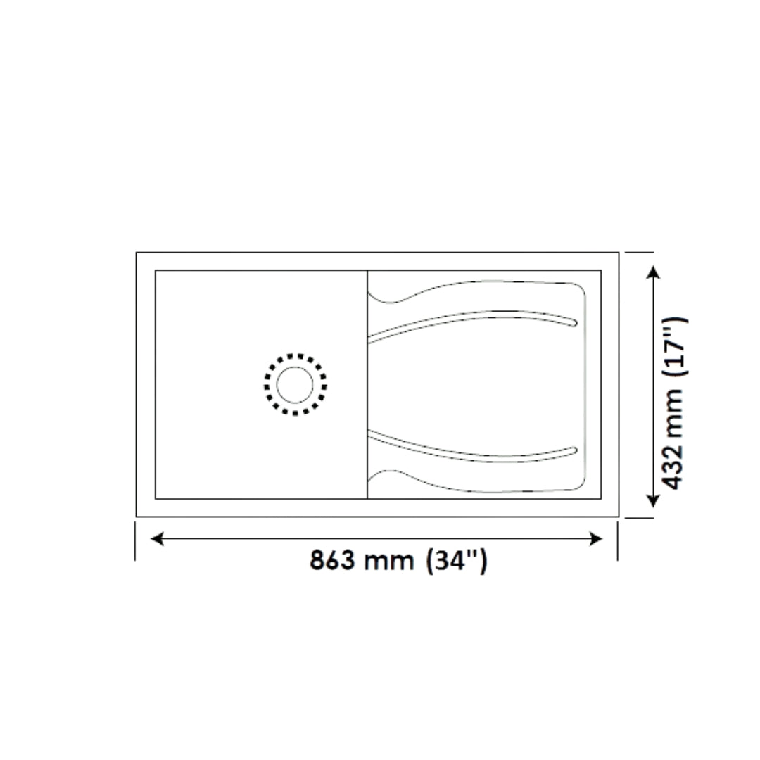 Sincore Quartz Sink GEMINI SMALL ( 36 x 18 inches ) - Mettalic Grey