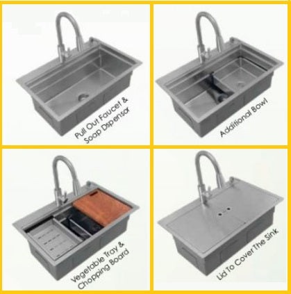 Sincore Stainless Steel Sink Hand Crafted Series SATELLITE ( 29.5 x 19 inches ) - Matt