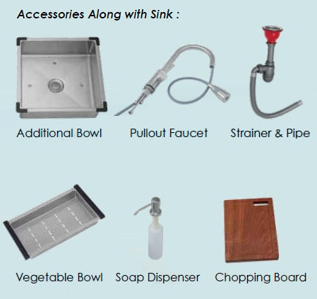Sincore Stainless Steel Sink Hand Crafted Series SATELLITE ( 29.5 x 19 inches ) - Matt