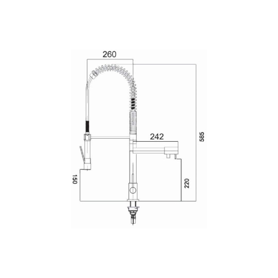 Simoll Table Mounted Semi-Professional Kitchen Sink Mixer Revolution SM-2202 with Flexible Arm Hand Shower Spout in Chrome Finish