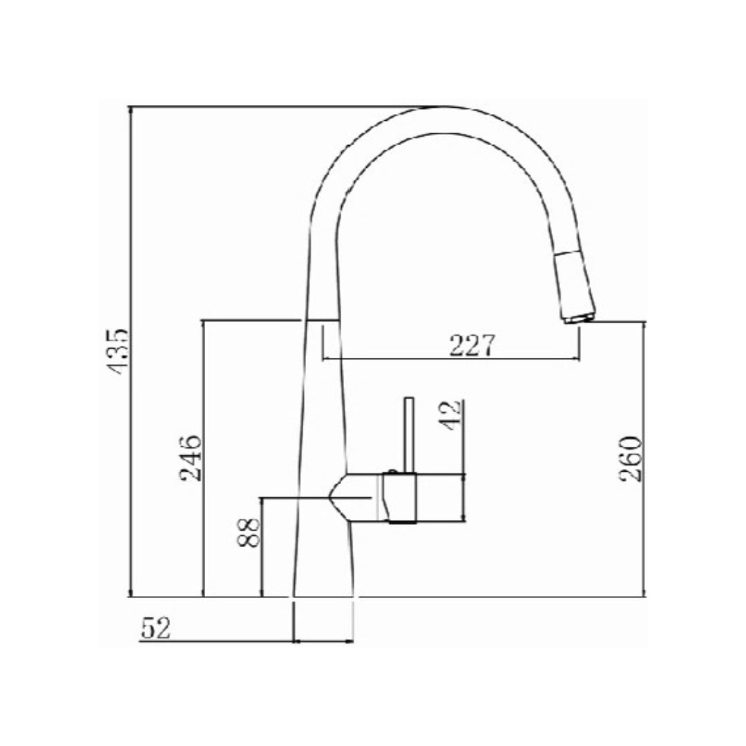 Simoll Table Mounted Pull-Out Kitchen Sink Mixer Magnum SM-2270 with Swinging Spout in Matt Black Finish