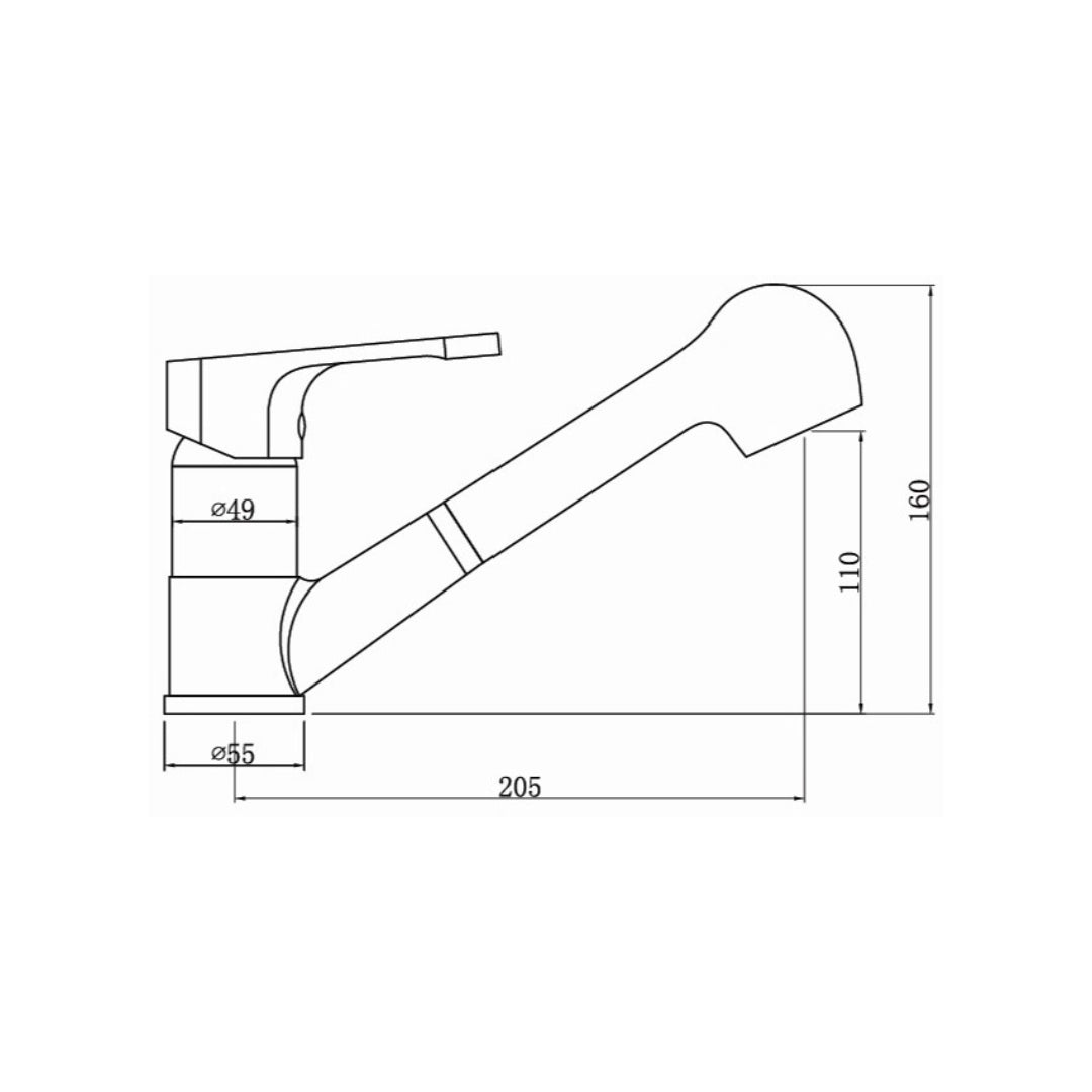 Simoll Table Mounted Pull-Down Kitchen Sink Mixer Toyata SM-2293 with Extractable Hand Shower Spout in Chrome Finish