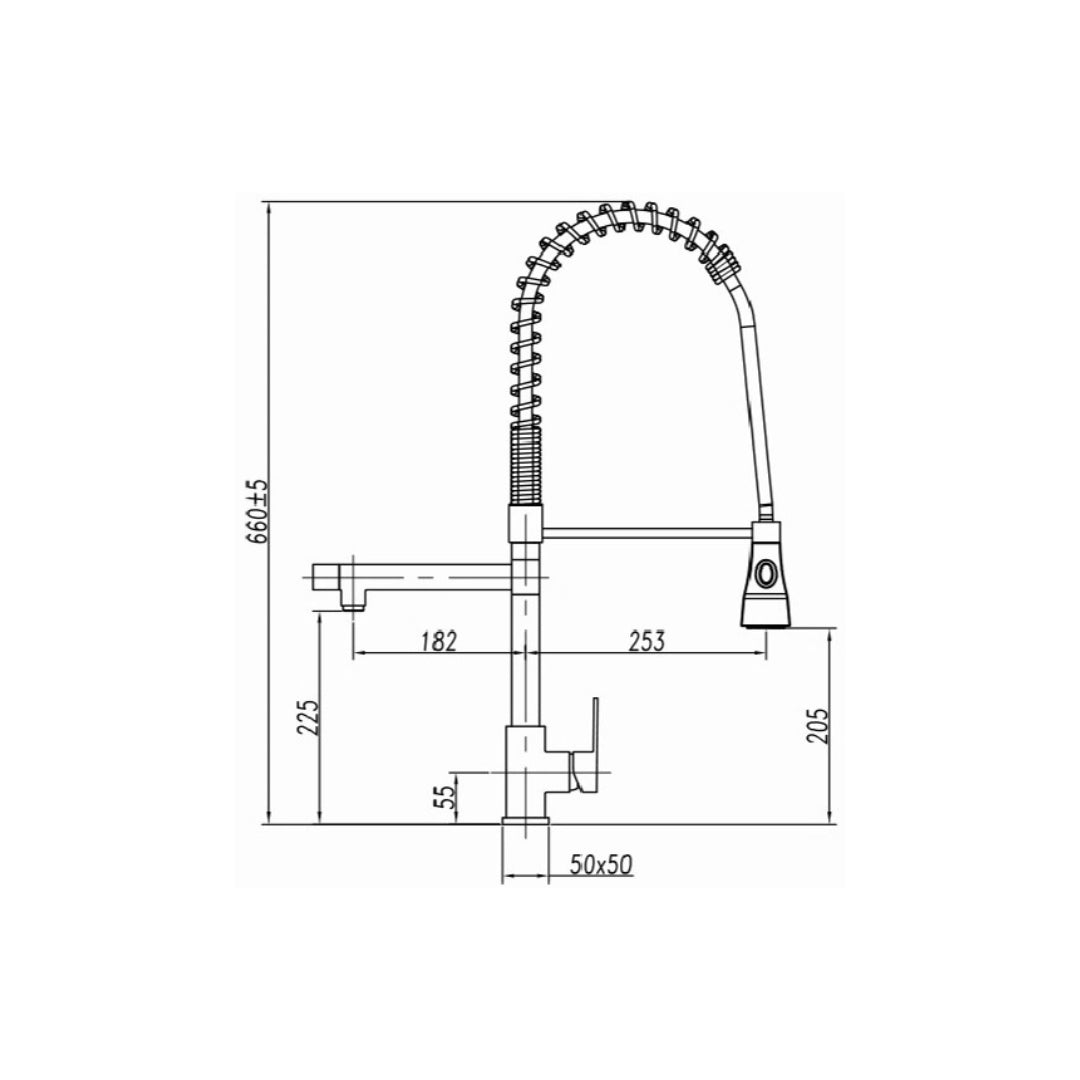 Simoll Table Mounted Semi-Professional Kitchen Sink Mixer Cuba SM-2400 with Extractable Hand Shower Spout in Chrome Finish