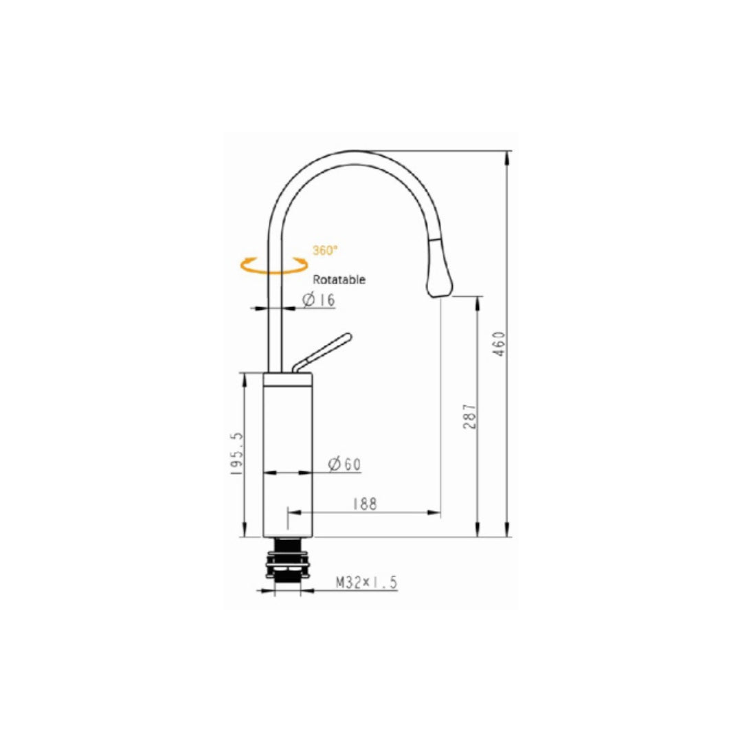 Simoll Table Mounted Pull-Down Kitchen Sink Mixer Cruze SM-4015 with Swinging Spout in Matt Black Finish