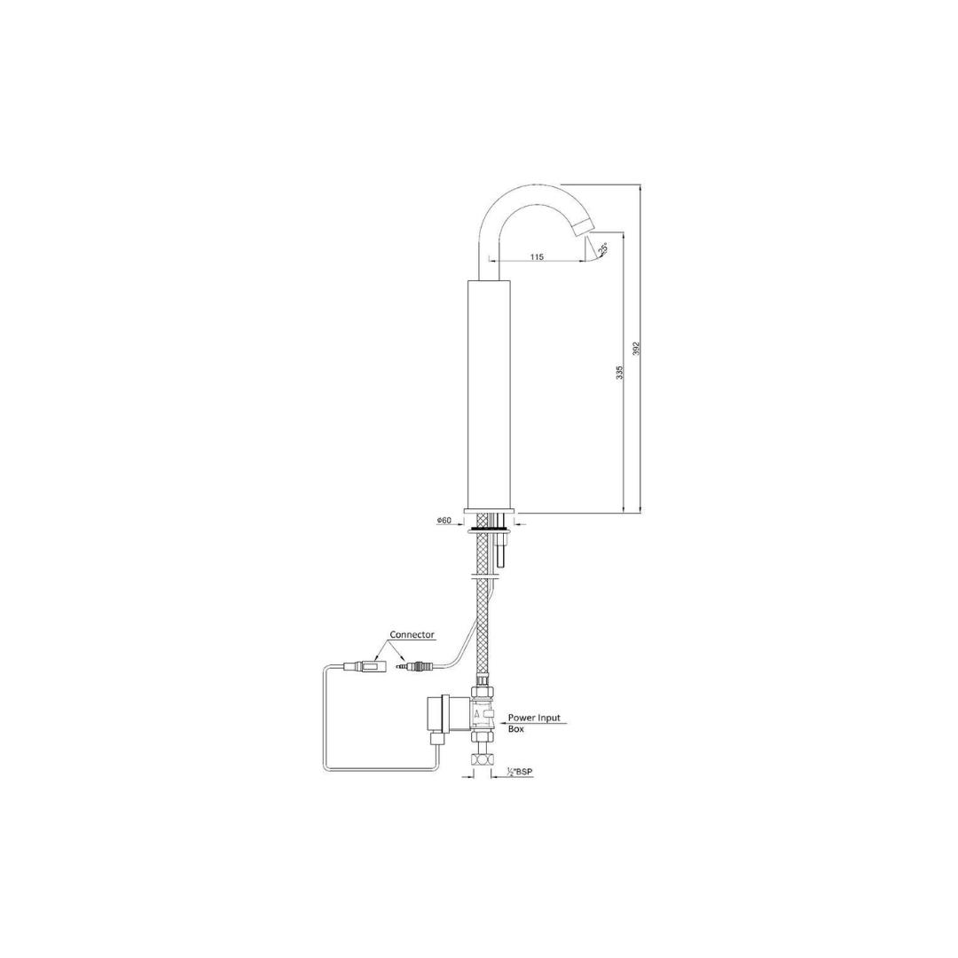 Jaquar Table Mounted Tall Boy Sensor Basin Tap SNR 51021A - Chrome - DC Operated
