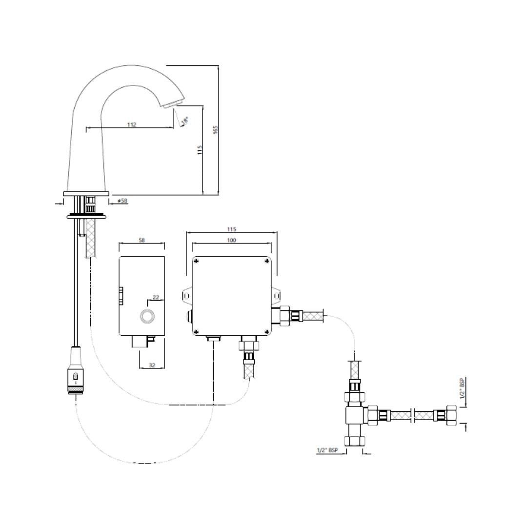 Jaquar Table Mounted Regular Sensor Basin Tap SNR 51011N - Graphite - DC Operated