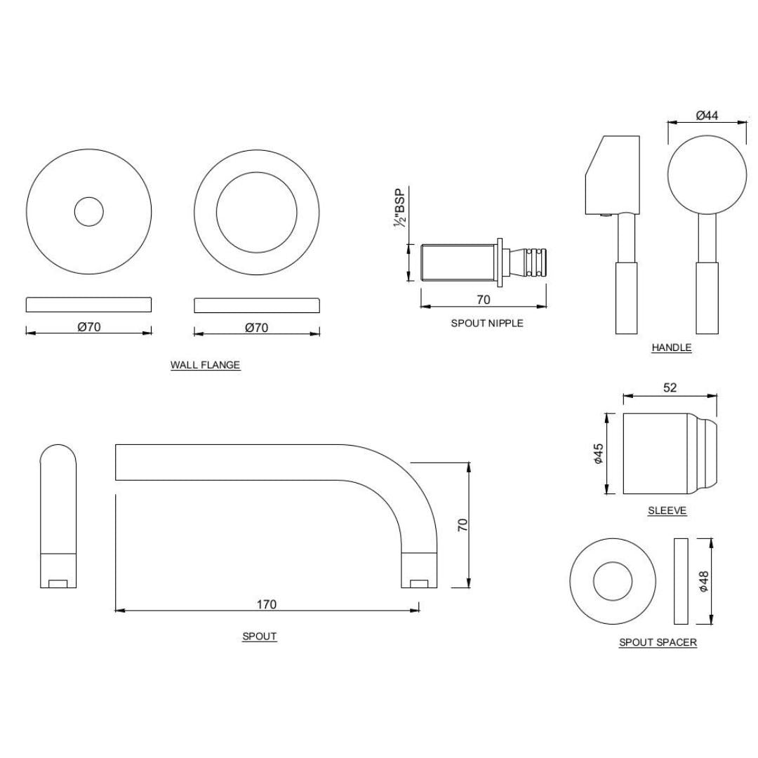 Jaquar Wall Mounted Basin Mixer Solo SOL-CHR-6231NK - Chrome