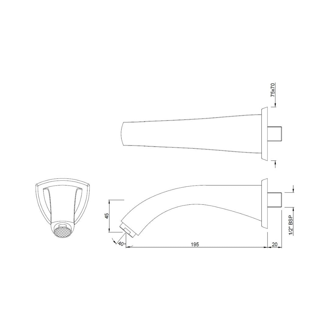 Jaquar Wall Mounted Spout Arc SPJ-BLM-87429 - Black Matt