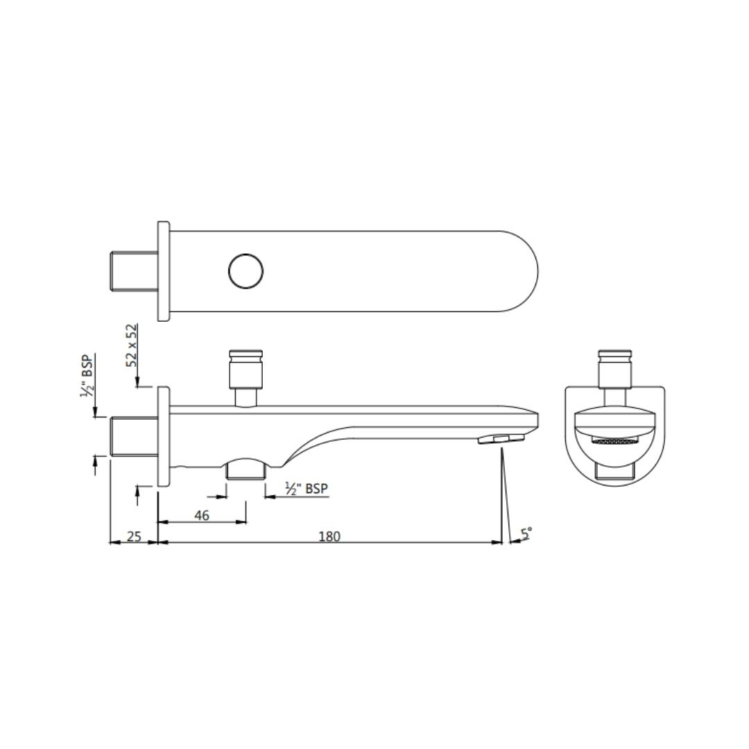 Jaquar Wall Mounted Spout Opal Prime SPJ-CHR-15463PM - Chrome
