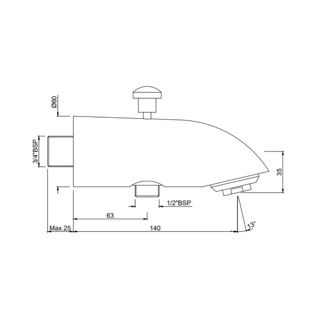 Jaquar Wall Mounted Spout Allied SPJ-CHR-467 - Chrome