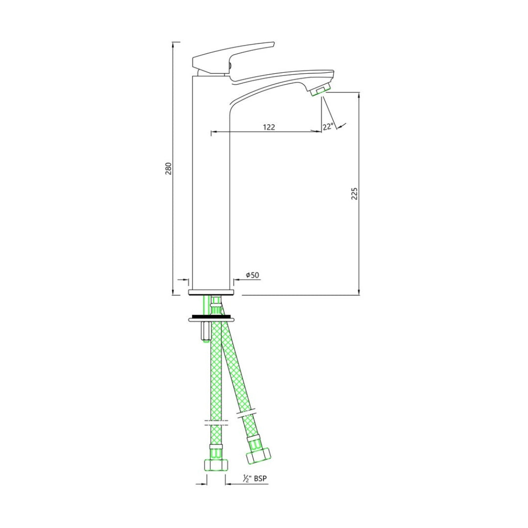 Essco Table Mounted Tall Boy Basin Mixer Stella STE-CHR-107005B - Chrome