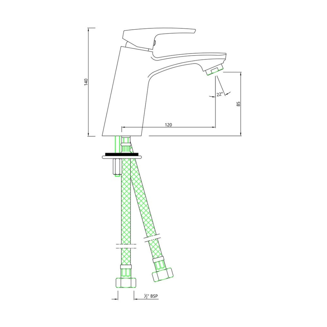 Essco Table Mounted Regular Basin Mixer Stella STE-CHR-107011B - Chrome