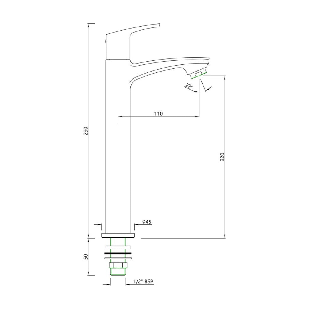 Essco Table Mounted Tall Boy Basin Tap Stella STE-CHR-107021 - Chrome