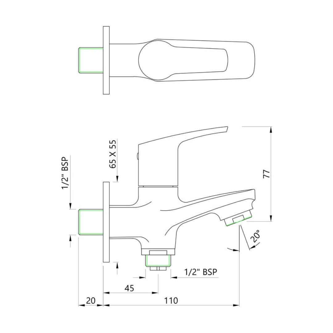 Essco WC Area 2 Way Bib Tap Stella STE-CHR-107041 - Chrome