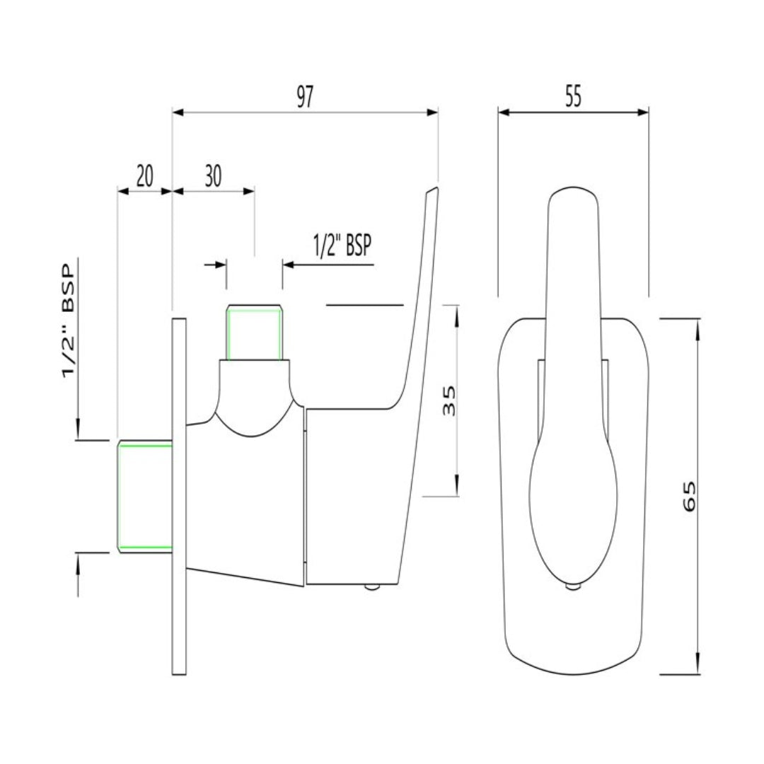 Essco Basin Area Angle Valve Stella STE-CHR-107053 - Chrome