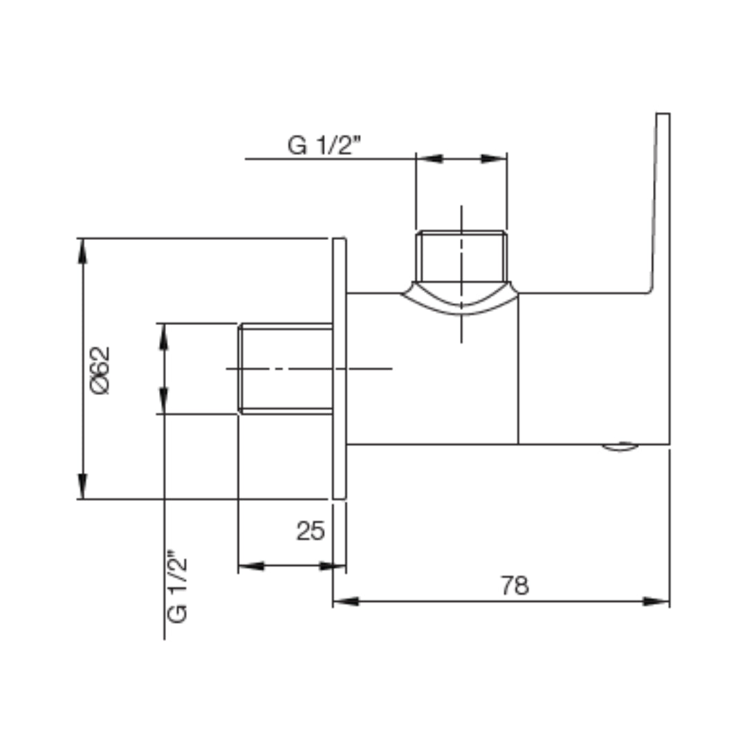 Parryware Basin Area Angle Valve Praseo T1372A1 - Chrome