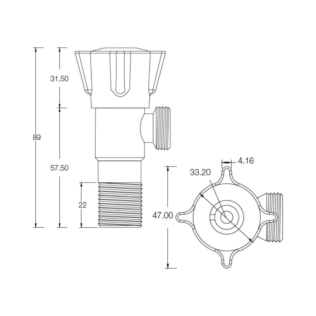 Parryware Basin Area Angle Valve Cub T9908A1 - Chrome