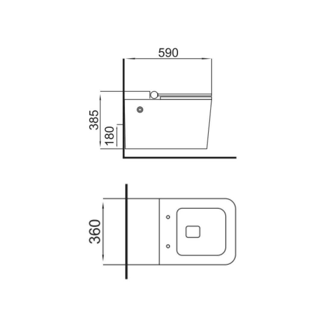 Hindware Wall Mounted White Closet WC Tankless S2 Ewc 92593 WHITE with P-Trap
