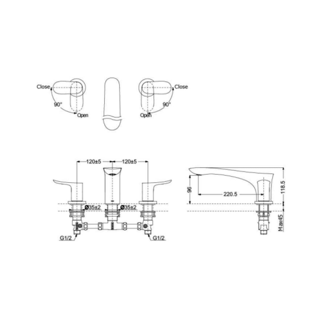 Toto 1 Way Bath Tub Filler GO TBG01201BA - Chrome Finish