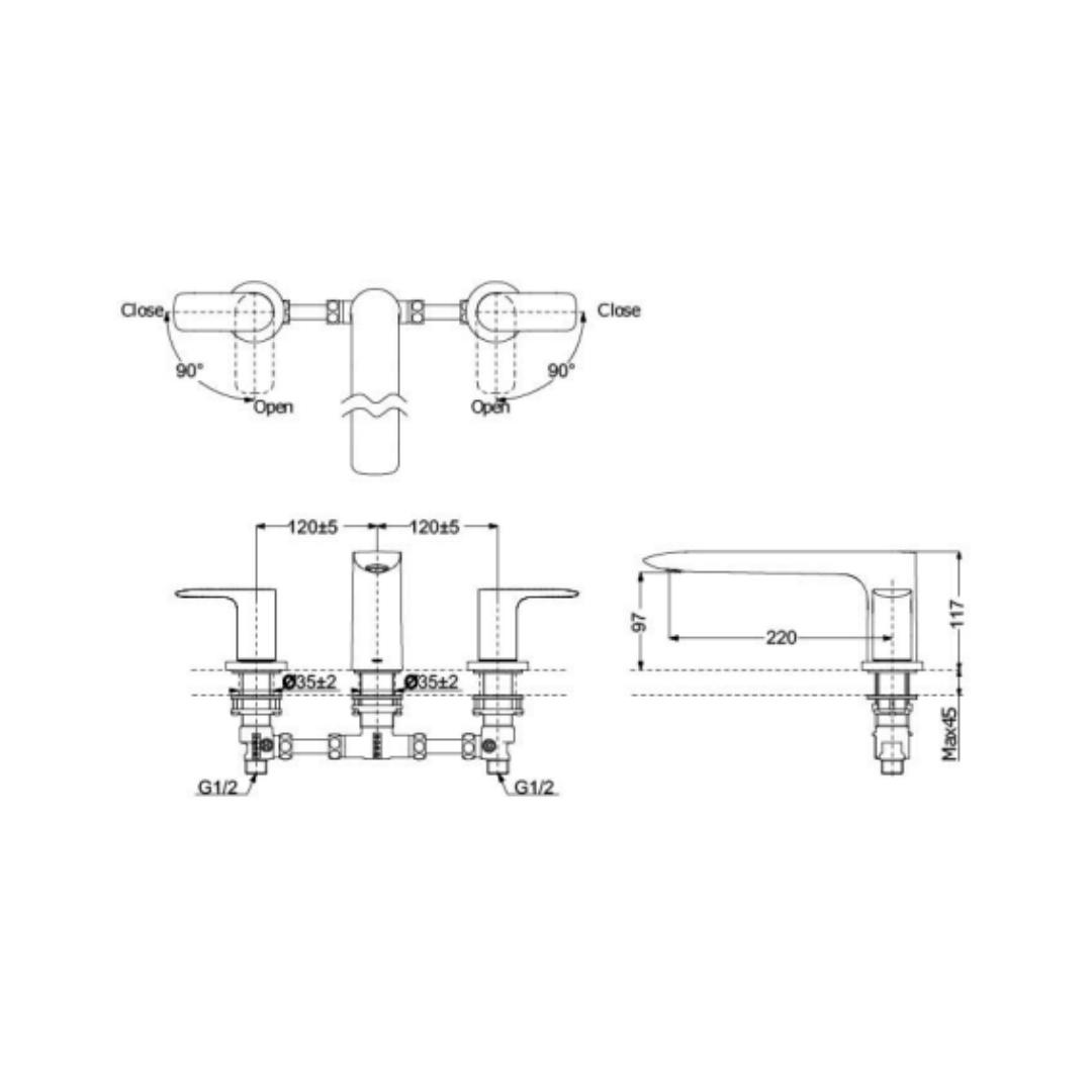 Toto 1 Way Bath Tub Filler GA TBG04201BA - Chrome Finish