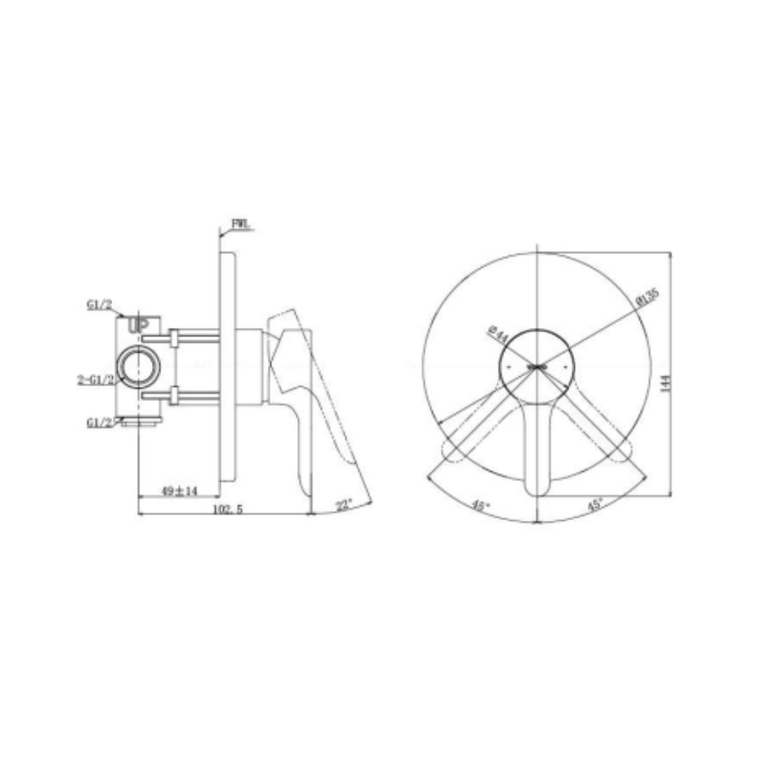 Toto 1 Way Diverter LB TBS01303B2 - Chrome Finish