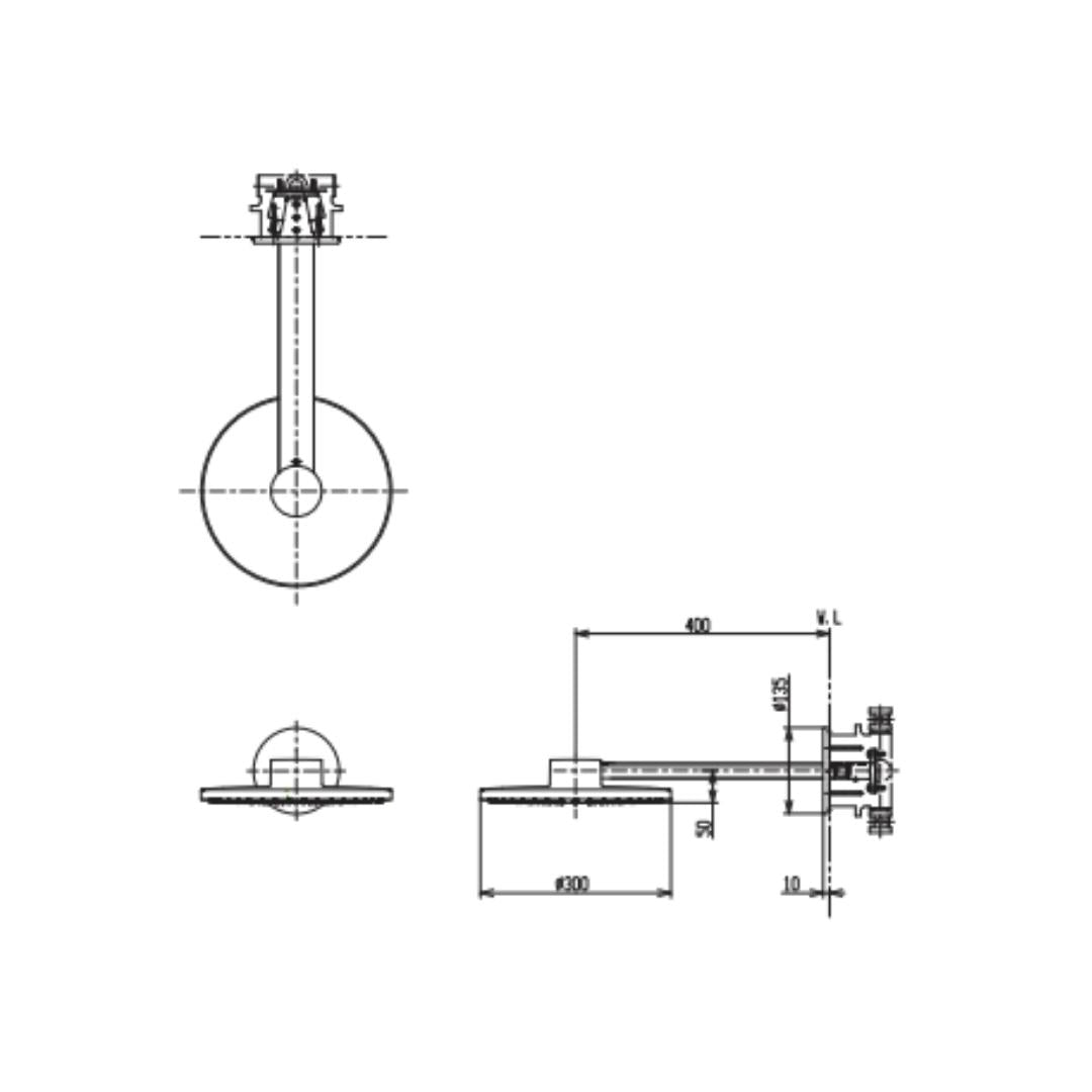 Toto Multi Flow Overhead Shower G Selection TBW01005A - Chrome