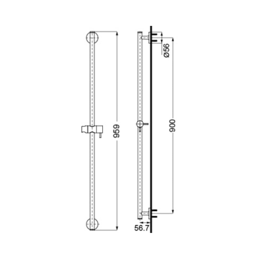 Toto Shower Fitting Sliding Rail TBW01015B - Chrome