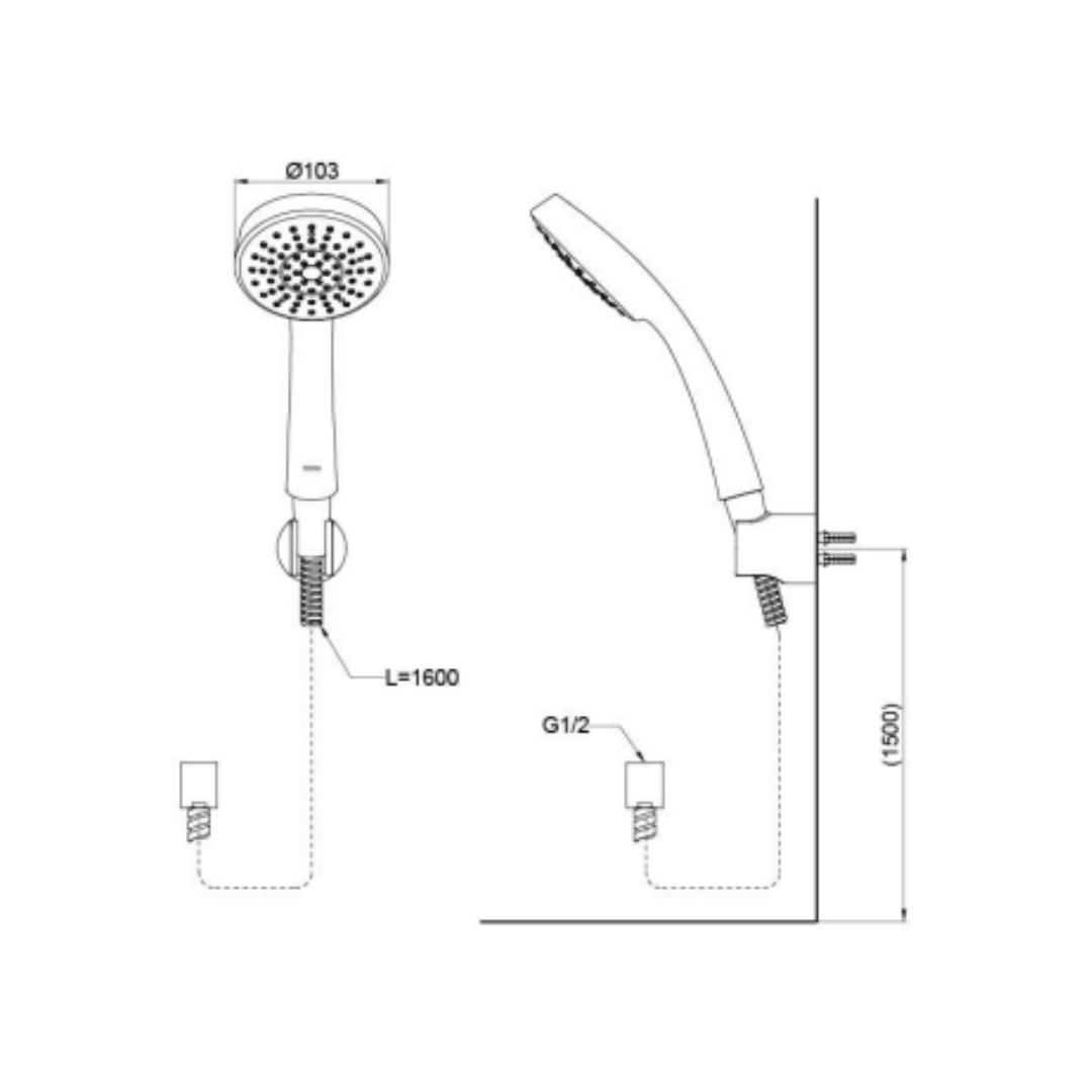 Toto Single Flow Hand Shower L Selection TBW01017B - Chrome
