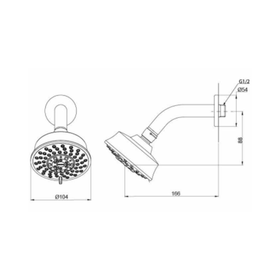 Toto Multi Flow Overhead Shower L Selection TBW03001B - Chrome