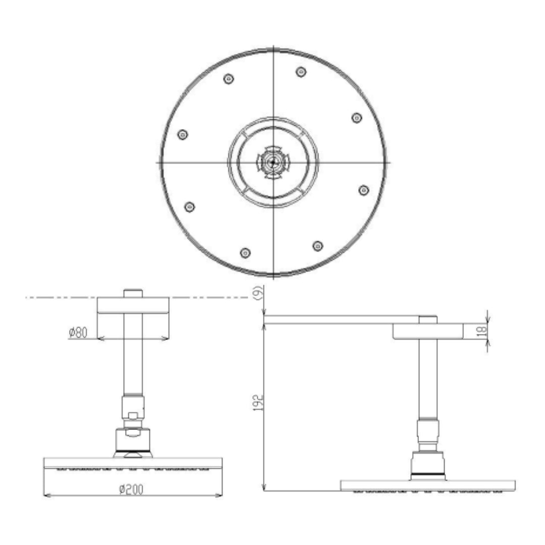 Toto Single Flow Overhead Shower G Selection TBW07001A1 - Chrome