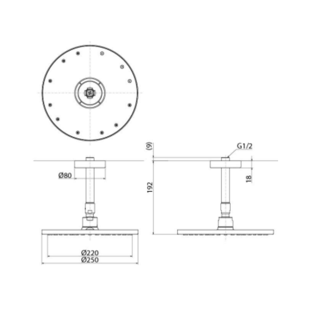 Toto Single Flow Overhead Shower G Selection TBW07002A1 - Chrome