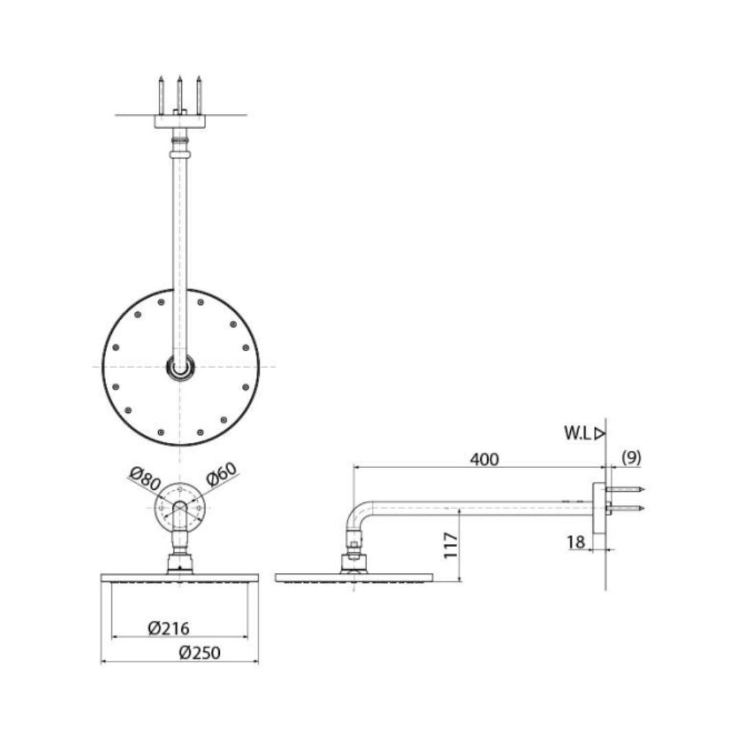 Toto Single Flow Overhead Shower G Selection TBW07002A - Chrome