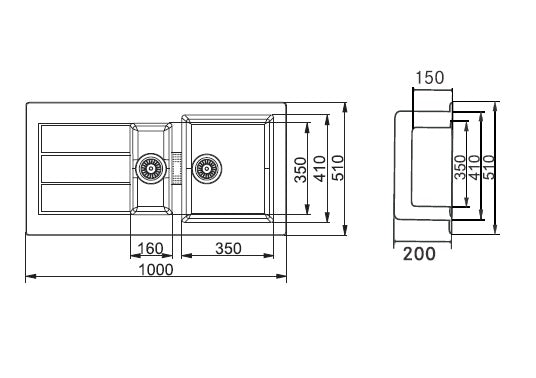 Franke Tectonite Sink Tectonite Series TECTONITE 651 ( 39 x 20 inches )  -  Carbon Black