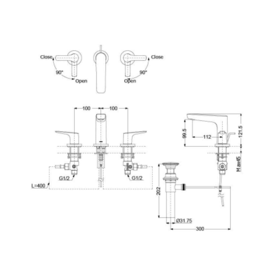 Toto Table Mounted Regular Basin Mixer GS TLG03201BA - Chrome