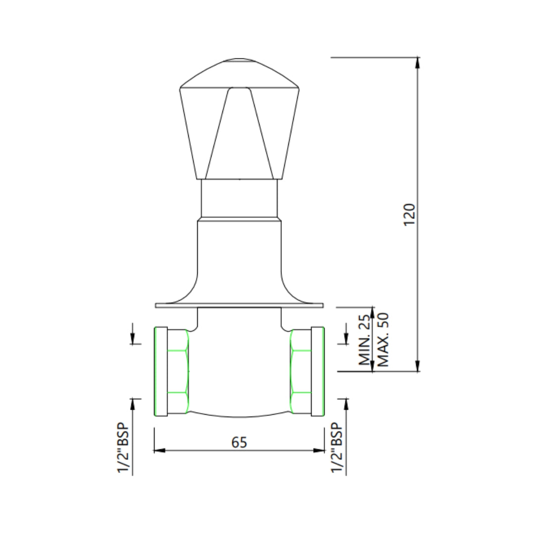 Essco Basin Area Stop Valve Tropical TQT-CHR-514A - Chrome