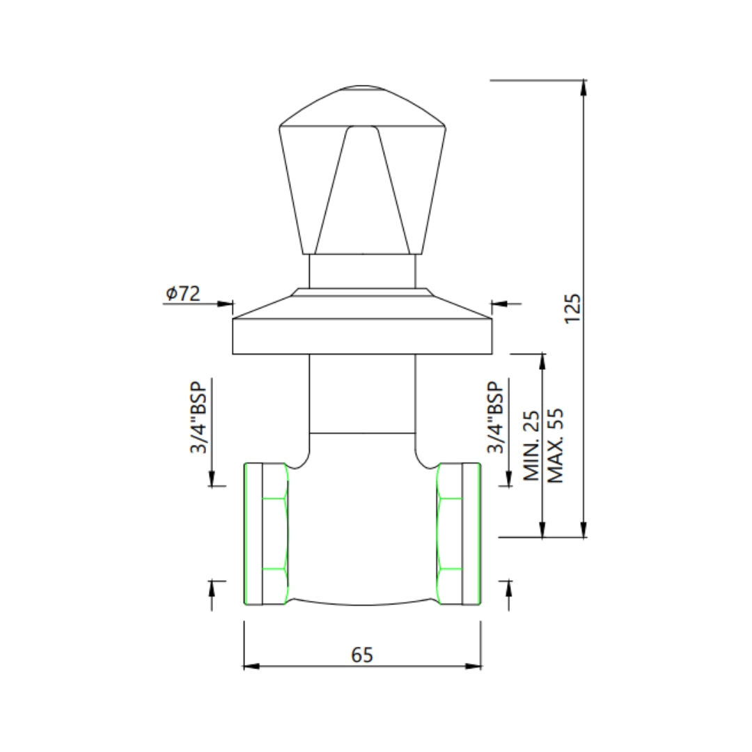 Essco Basin Area Stop Valve Tropical TQT-CHR-514F - Chrome