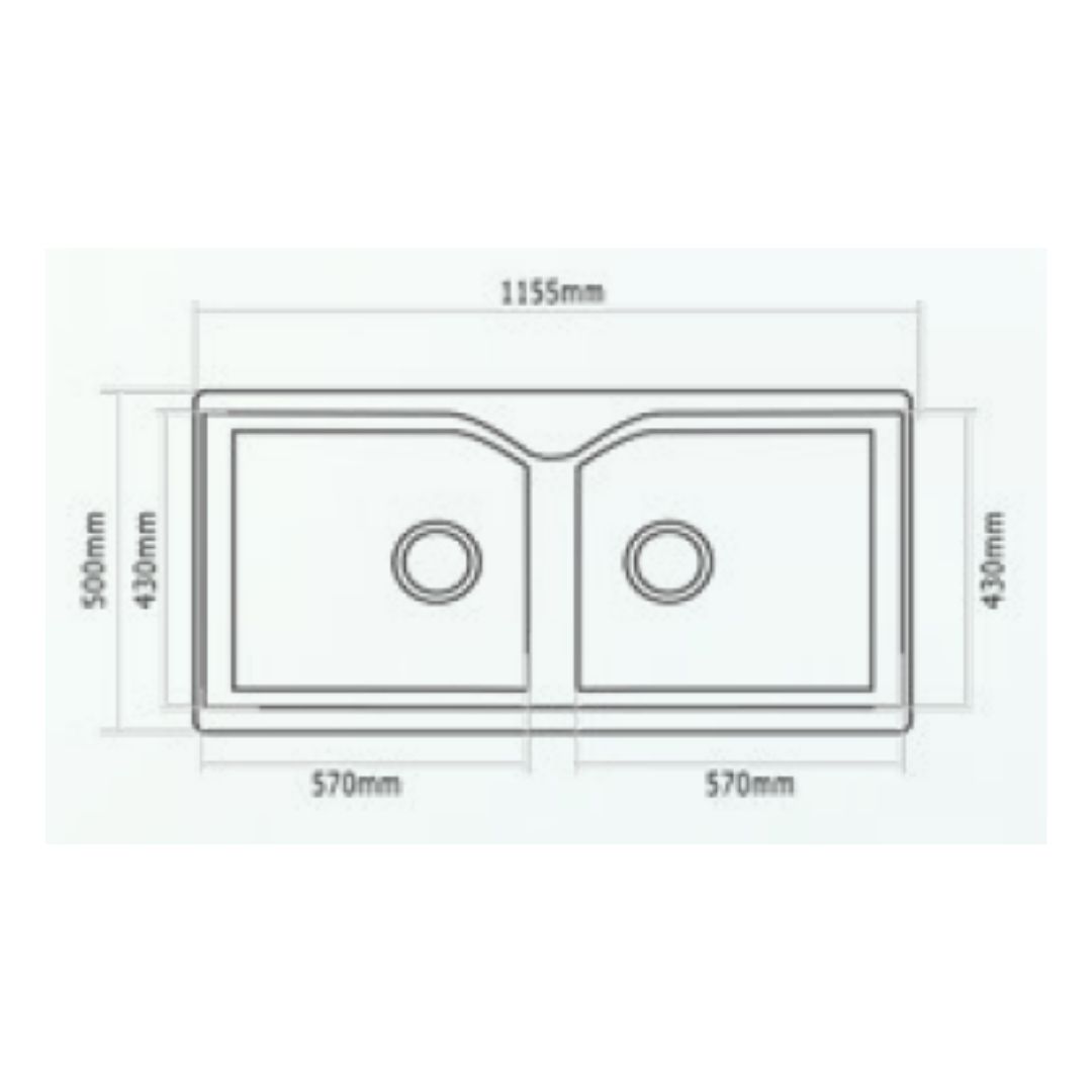 Sincore Quartz Sink TRITON ( 45 x 19.5 inches ) - Mettalic Black