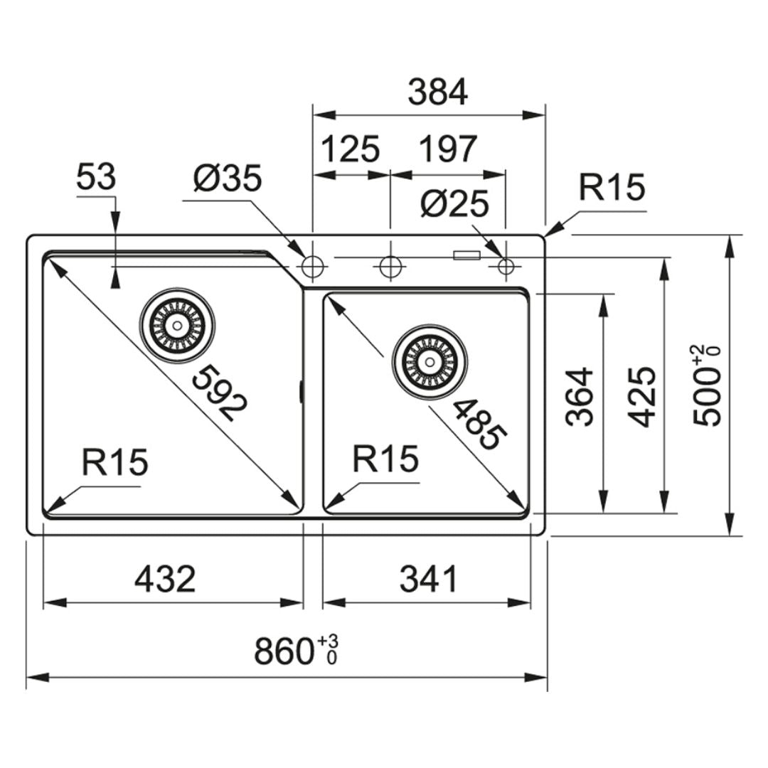 Franke Fragnite Sink Urban Fragranite Series URBAN RANGE UBG 620 86 ( 34 x 20 inches ) - Stone Grey